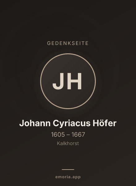 Gedenkportrait von Johann Cyriacus Höfer