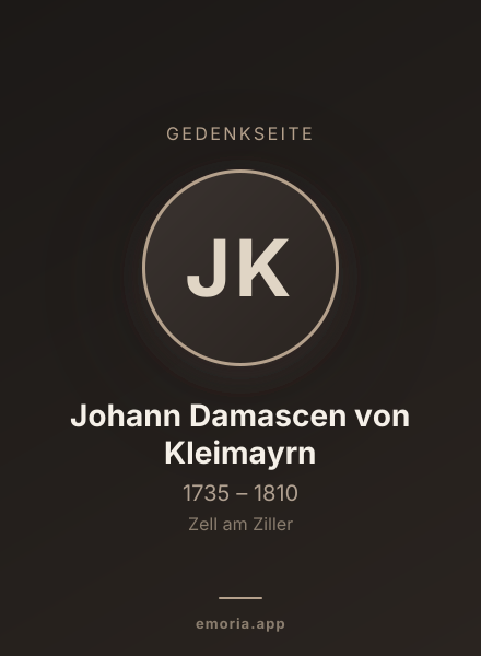 Gedenkportrait von Johann Damascen von Kleimayrn