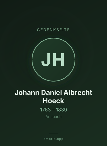 Gedenkportrait von Johann Daniel Albrecht Hoeck
