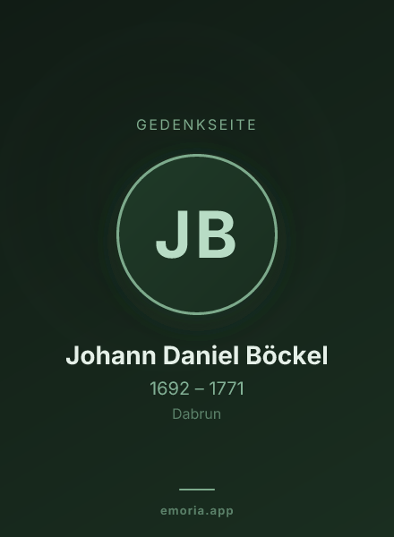 Gedenkportrait von Johann Daniel Böckel
