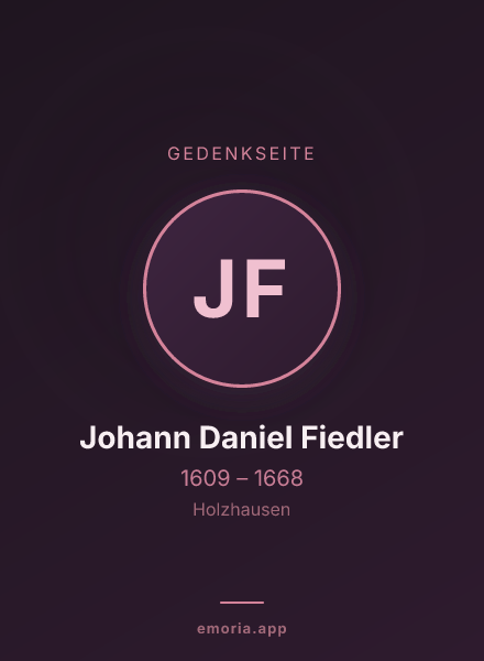 Gedenkportrait von Johann Daniel Fiedler