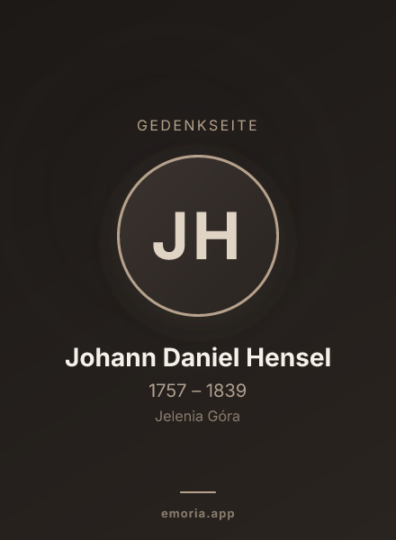 Gedenkportrait von Johann Daniel Hensel