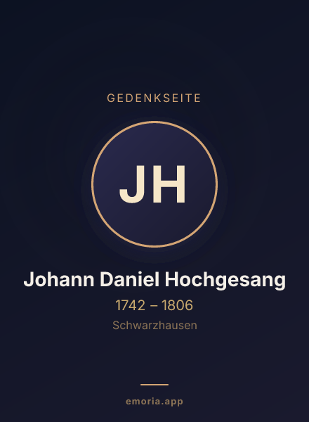 Gedenkportrait von Johann Daniel Hochgesang