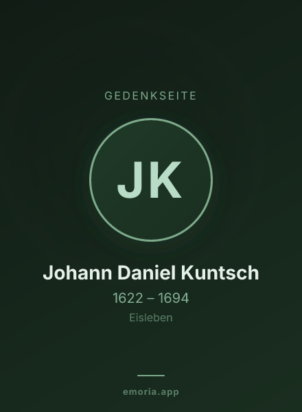 Gedenkportrait von Johann Daniel Kuntsch