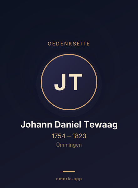 Gedenkportrait von Johann Daniel Tewaag