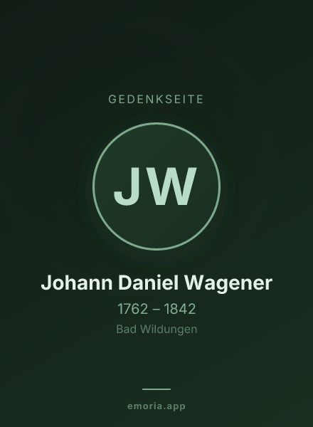 Gedenkportrait von Johann Daniel Wagener