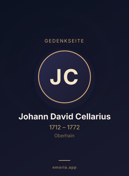 Gedenkportrait von Johann David Cellarius