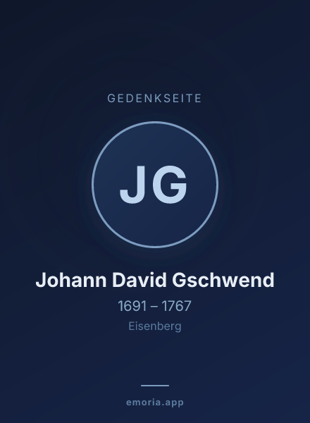 Gedenkportrait von Johann David Gschwend