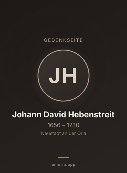 Gedenkportrait von Johann David Hebenstreit