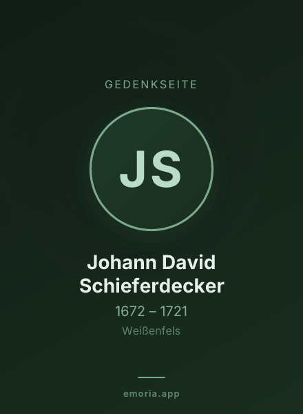 Gedenkportrait von Johann David Schieferdecker