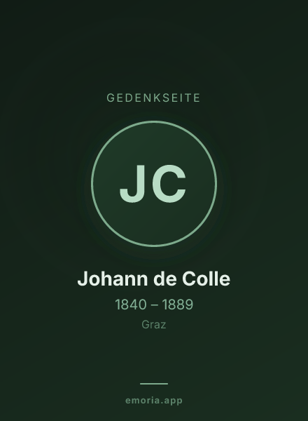 Gedenkportrait von Johann de Colle