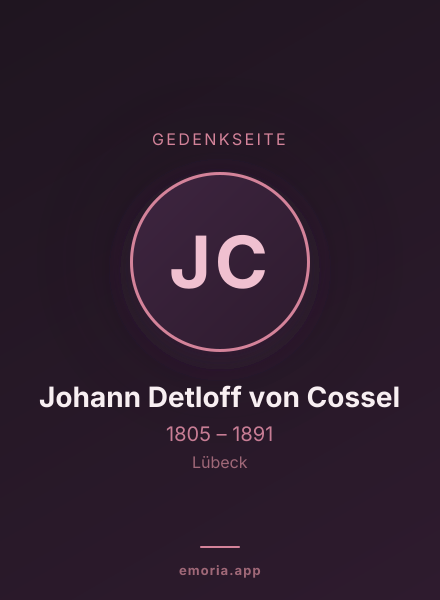 Gedenkportrait von Johann Detloff von Cossel