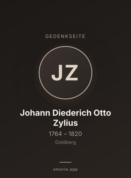Gedenkportrait von Johann Diederich Otto Zylius