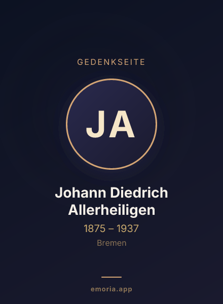 Gedenkportrait von Johann Diedrich Allerheiligen
