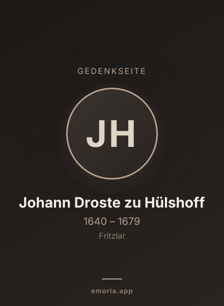 Gedenkportrait von Johann Droste zu Hülshoff