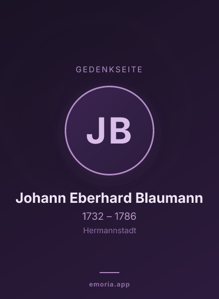 Gedenkportrait von Johann Eberhard Blaumann