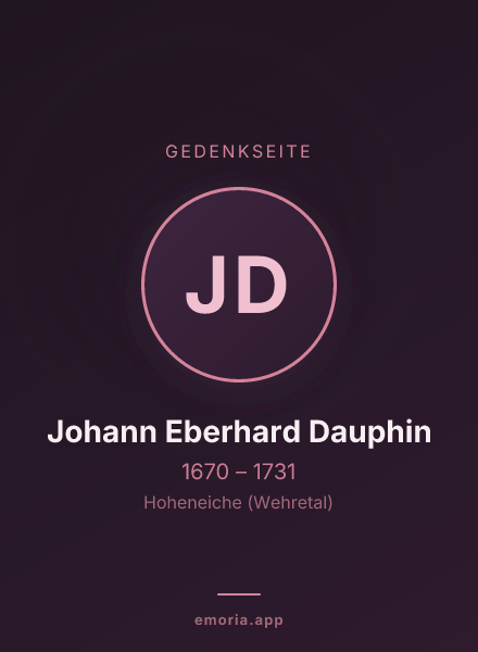 Gedenkportrait von Johann Eberhard Dauphin