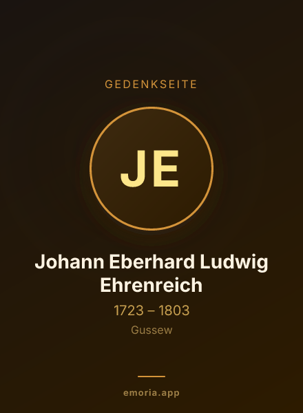 Gedenkportrait von Johann Eberhard Ludwig Ehrenreich