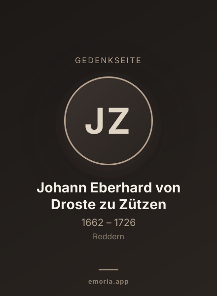 Gedenkportrait von Johann Eberhard von Droste zu Zützen
