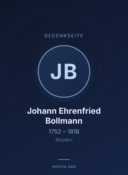 Gedenkportrait von Johann Ehrenfried Bollmann