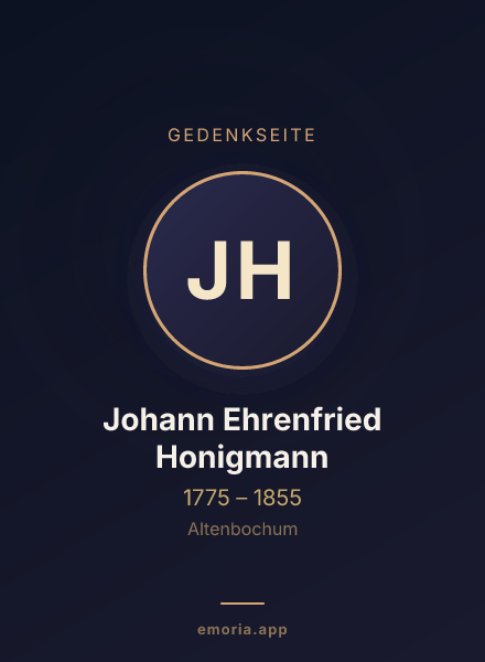 Gedenkportrait von Johann Ehrenfried Honigmann