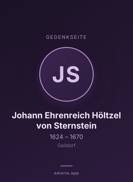 Gedenkportrait von Johann Ehrenreich Höltzel von Sternstein