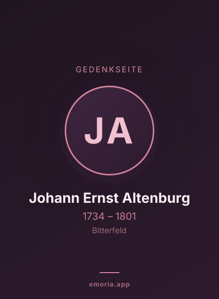 Gedenkportrait von Johann Ernst Altenburg