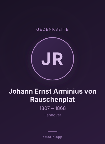 Gedenkportrait von Johann Ernst Arminius von Rauschenplat