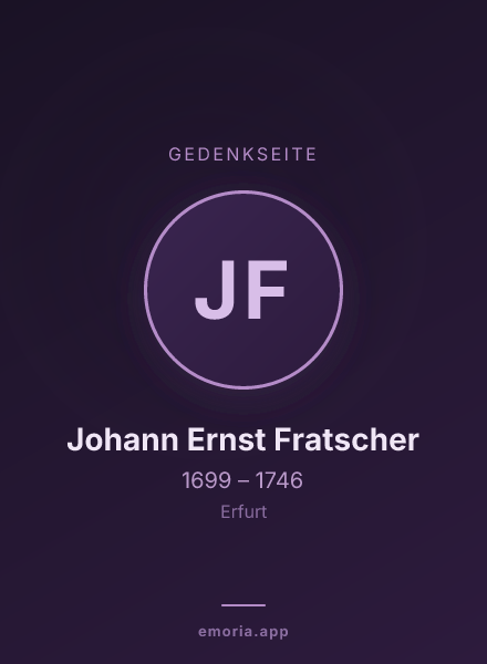 Gedenkportrait von Johann Ernst Fratscher