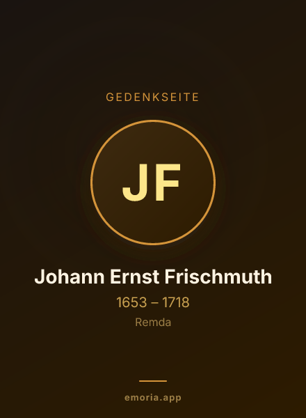 Gedenkportrait von Johann Ernst Frischmuth
