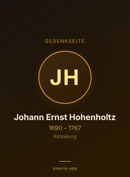 Gedenkportrait von Johann Ernst Hohenholtz
