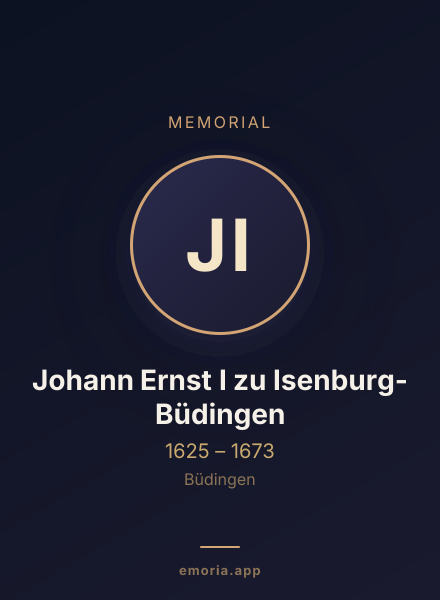 Memorial portrait of Johann Ernst I zu Isenburg-Büdingen