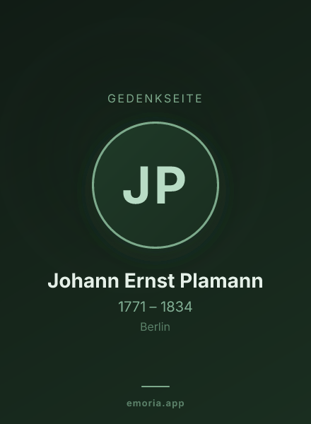 Gedenkportrait von Johann Ernst Plamann