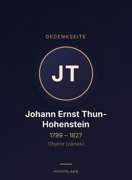 Gedenkportrait von Johann Ernst Thun-Hohenstein