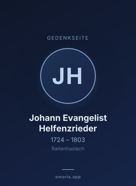 Gedenkportrait von Johann Evangelist Helfenzrieder