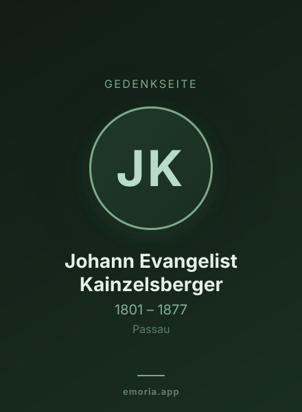 Gedenkportrait von Johann Evangelist Kainzelsberger