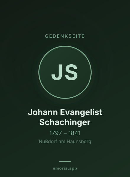 Gedenkportrait von Johann Evangelist Schachinger