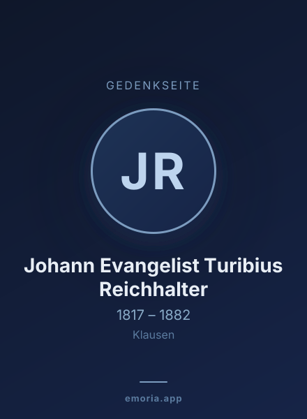 Gedenkportrait von Johann Evangelist Turibius Reichhalter