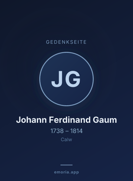 Gedenkportrait von Johann Ferdinand Gaum