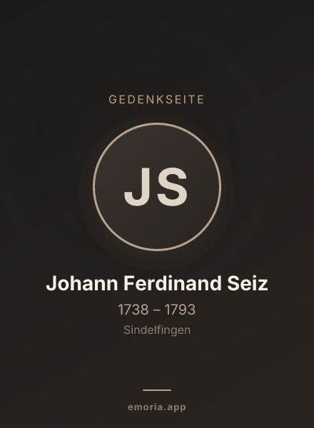 Gedenkportrait von Johann Ferdinand Seiz