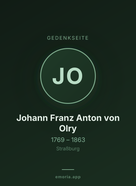 Gedenkportrait von Johann Franz Anton von Olry
