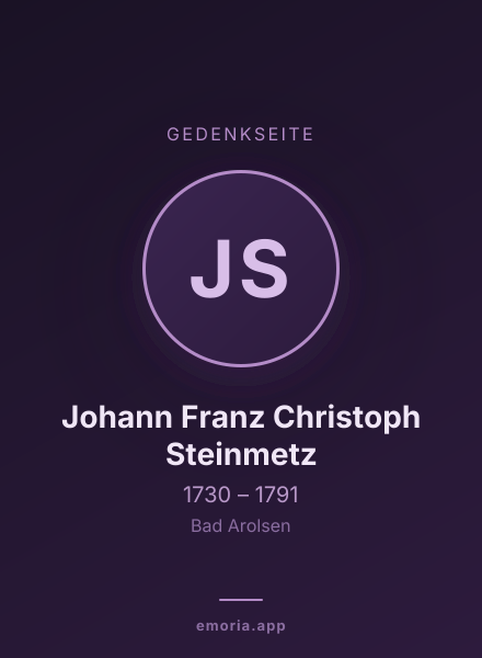 Gedenkportrait von Johann Franz Christoph Steinmetz