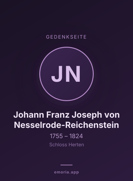 Gedenkportrait von Johann Franz Joseph von Nesselrode-Reichenstein