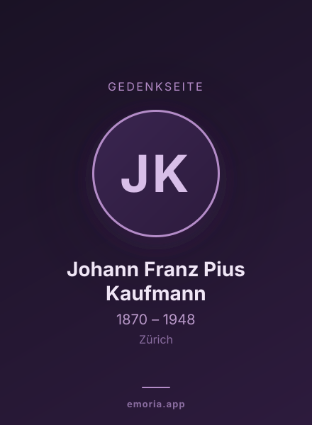 Gedenkportrait von Johann Franz Pius Kaufmann