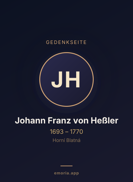 Gedenkportrait von Johann Franz von Heßler