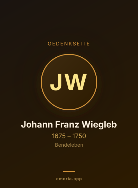 Gedenkportrait von Johann Franz Wiegleb