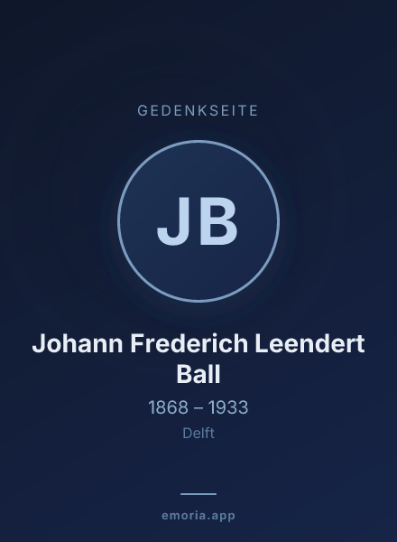 Gedenkportrait von Johann Frederich Leendert Ball