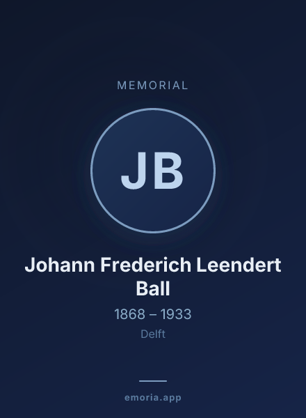 Memorial portrait of Johann Frederich Leendert Ball