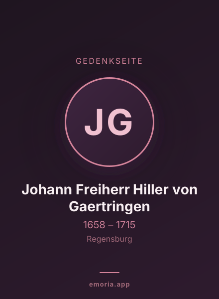 Gedenkportrait von Johann Freiherr Hiller von Gaertringen