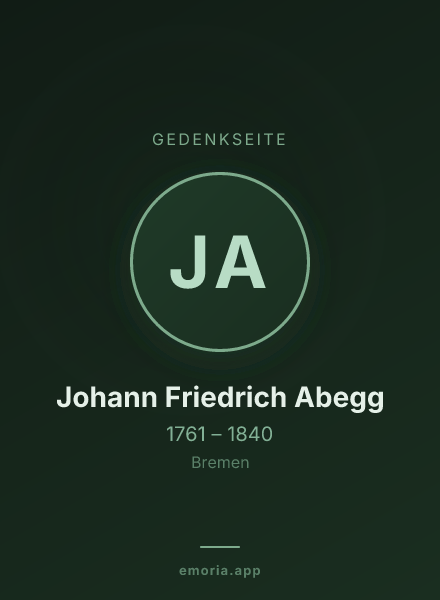 Gedenkportrait von Johann Friedrich Abegg